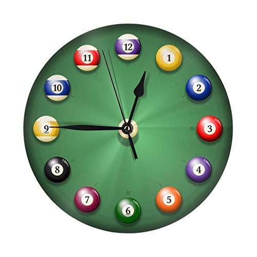 Reloj De Pared De Juego De Bolas De Billar Snooker Sin ...