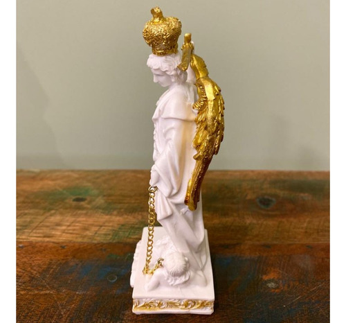 São Miguel Monte Gargano 12cm Pó De Mármore Área Externa