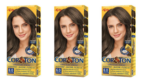 Coloraçao Cor&ton 6.0 Louro Escuro 50 G-kit C/3