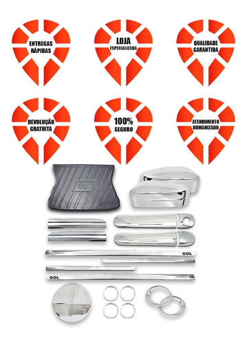 Kit Aplique Cromado + Protetor Porta Malas Gol G5 08 A 12