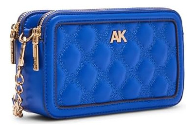 Bandolera Acolchada Con Doble Cremallera Anne Klein, Cobalto