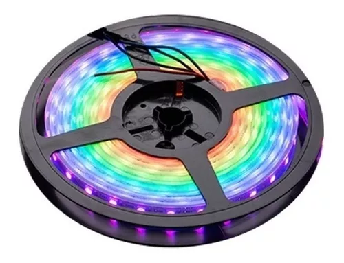Tira LED 5 m 40 W para interior y exterior multicolor RGB, Tiras