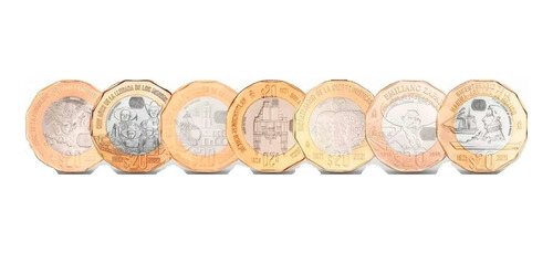 Serie De Monedas $20 Dodecagonales Nuevas Y Billete Ajolote