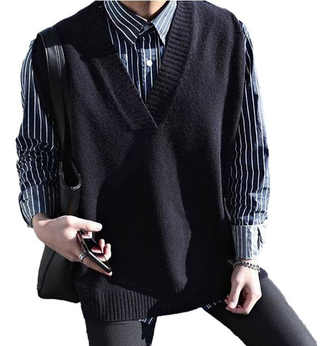 Chaleco Suéter Con Cuello En V Versión Coreana Para Hombre