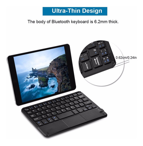 De Ultra-slim Mini Teclado Inalámbrico Bluetooth Con