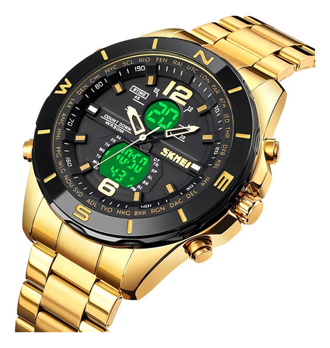Relógio Masculino Esportivo Skmei 1670 Analógico Dourado
