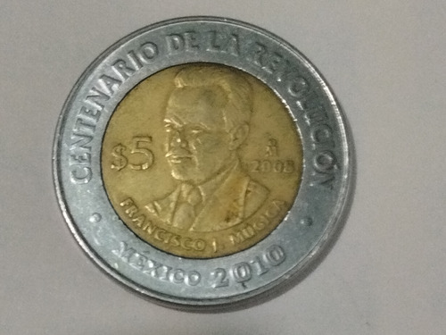 Moneda De 5 Pesos Francisco J. Múgica Bicentenario.