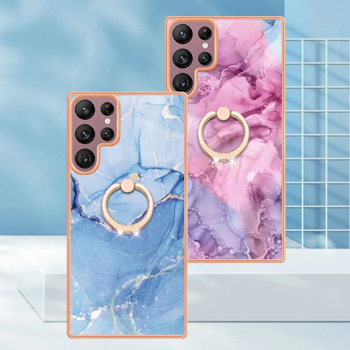 B Funda Con Soporte De Anillo De Mármol Para Samsung Stand