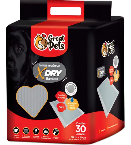 Tapete Higiênico Great Pets X Dry Slim 60x80cm 30 Unidades