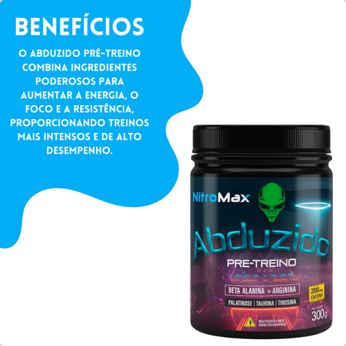 Kit 20 Pré Treino Abduzido 300gr - Nitromax Sabor Açaí Com Guaraná