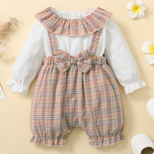 Mono Lindo A Cuadros De Algodón Ropa Para Bebé 0-12 Meses