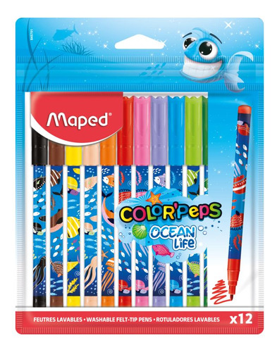 Bolígrafo hidrográfico Colorpeps con mapas de 12 colores, decorado con el océano