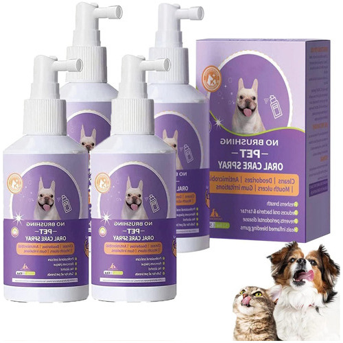 Spray Removedor De Tártaro Oral Para Cães E Gatos, 4 Unidade