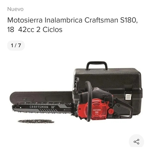   Moto Sierra Inalámbrica Crasftman S180 18 42cc 2 Ciclos