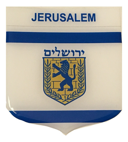 Adesivo Resinado Em Escudo Da Bandeira De Jerusalém