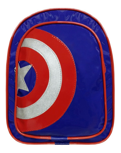 Mochila Vingadores Capitão Pelúcia Infantil Amarela Pequena 