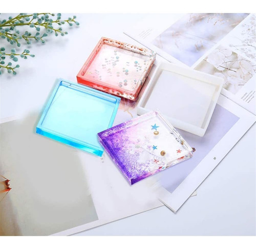 4pcs Moldes Resina Posavasos Silicona Cuadrados Bricolaje