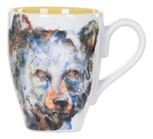 Demdaco Oso Acuarela Taza De Gres Brillante Con Asa, 16 Onza