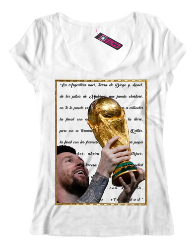 Remera Mujer Lionel Messi Copa Fifa Muchachos Letra 10 Dtg