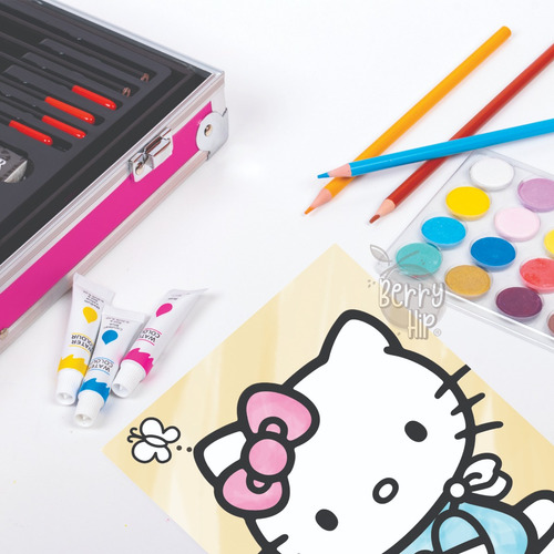Set De Arte Hello Kitty Marcadores Dibujo Colores Plegable