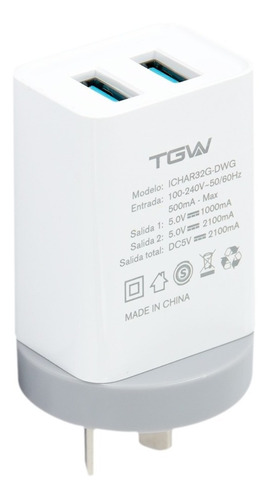 Cargador Celular Con 2 Puertos Usb Tgw