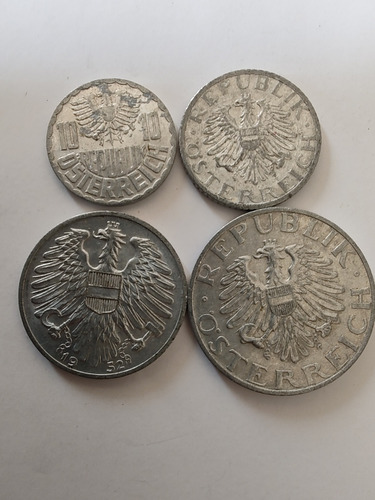 4 Monedas De Austria 10-50 Groschen 1-2 Schi 1947-1962(aa2