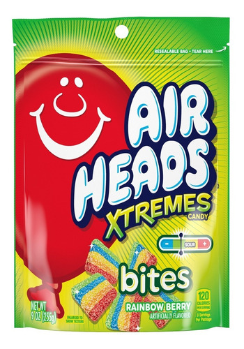 Dulces Airheads Extreme Bites Sour Rainbow Berry 255 Gr