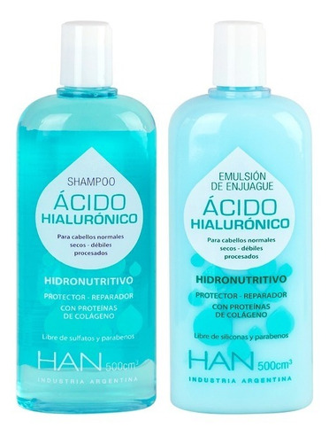 Kit Shampoo Y Acondicionador Con Ácido Hialurónico 500ml Han