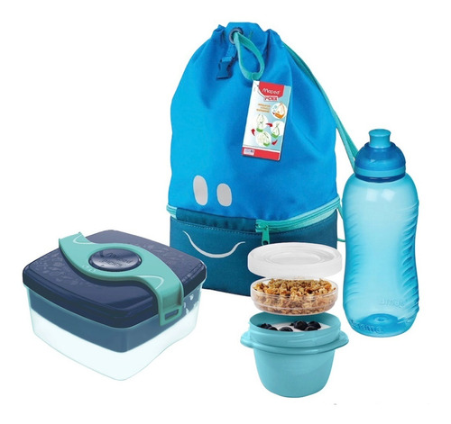 Combo Lunchera + Botella 330ml + Taper 1,4lts + 2 P/snacks