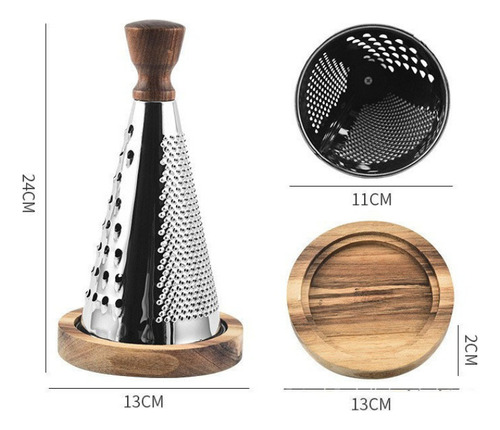 Rallador De Mesa Para Queso Verduras Base Madera Y Metal