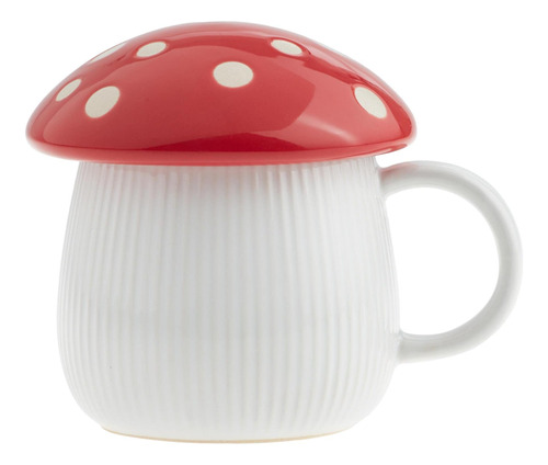 Goodscious Mushroom Mug With Red Lid- Linda Taza De Cerámica