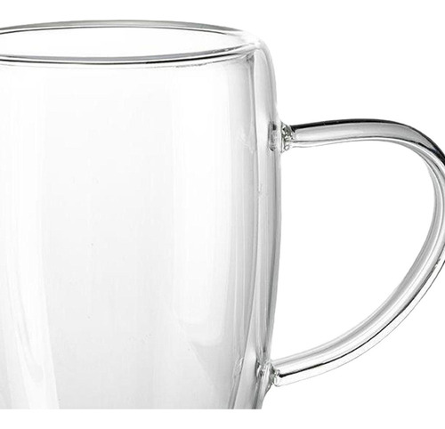 Taza De Café De Cristal De Doble Pared Moderna Con Asa 450ml