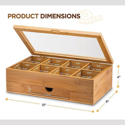 Caja De Almacenamiento De Té, Contenedor De Té De Madera,