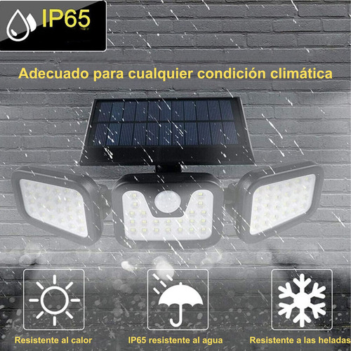 Lámpara Solar Exterior Jardín Pared Sensor Con 3 Modos