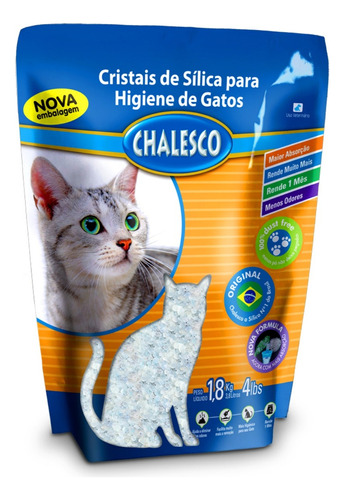 Areia Gatos Silica Chalesco 1.8kg x 1.8kg de peso neto  y 1.8kg de peso por unidade