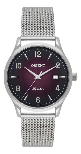 Relógio Orient Feminino Prata Mesh 32mm Safira 50m
