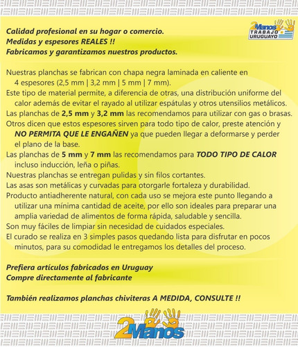 Imagen 7 de 9 de Plancha Chivitera 50x30 Prensa Con Molde Para Huevos Fritos