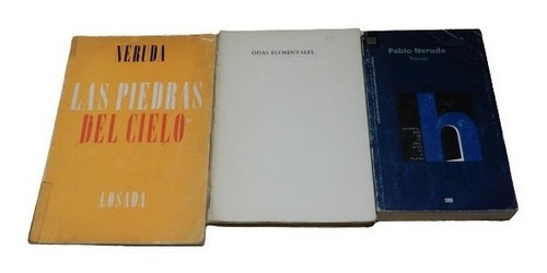 Lote De 3 Libros De Pablo Neruda. Odas, Poesía, Piedra&-.