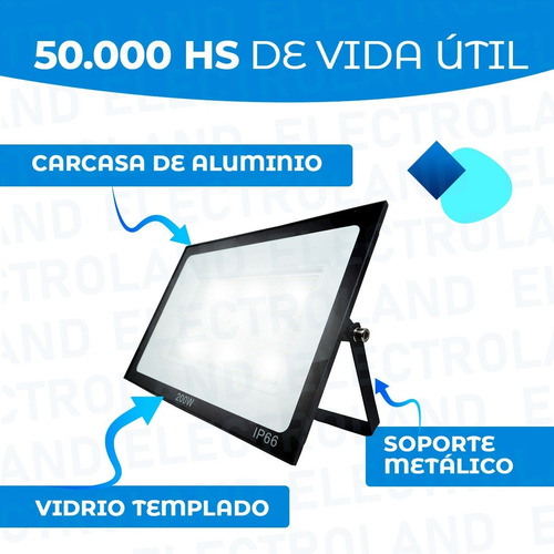 Imagen 5 de 10 de Reflector Led Blanco 200w Ip66 Bajo Consumo Alta Potencia