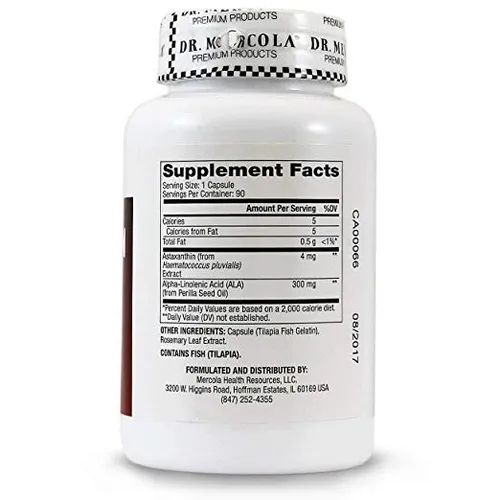 Dr. Mercola, Astaxantina Antioxidante 300 Mg Por 90 Cápsul