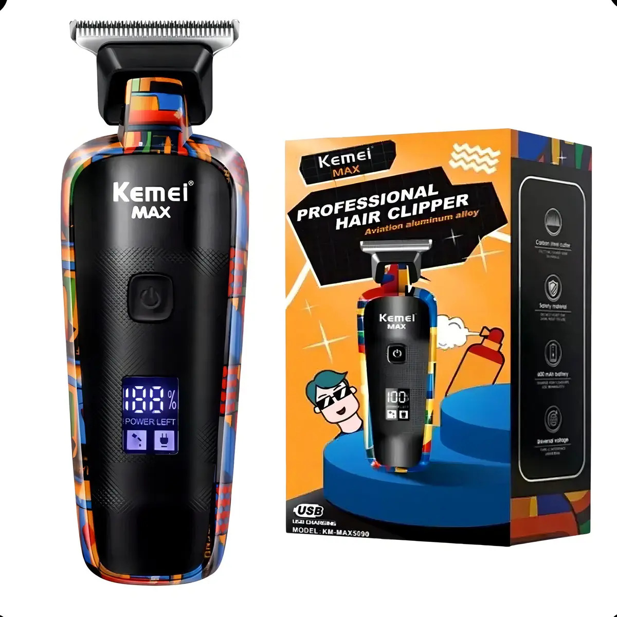 Máquina de Acabamento ITAN Kemei Max5090 Cortador de Cabelo Bivolt