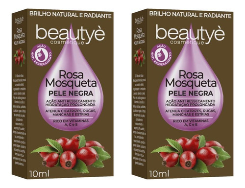 Oleo De Rosa Mosqueta Beautye 10ml Pele Negra - Kit Com 2un