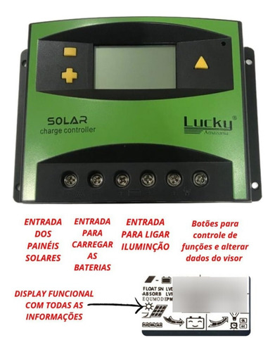 Controlador Solar Carga Pwm Lcd 60a Usb Regulador Automático
