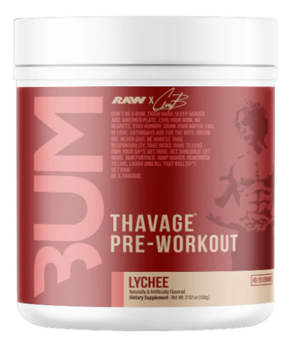 Raw Nutrition Cbum Thavage Pre Entreno Lychee 510g 40 Servs Lychee