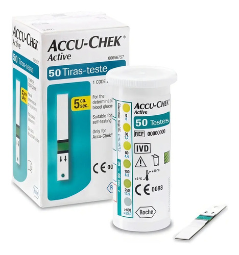 Tiras Para Medição de Glicose Accu chek Active Caixa com 50 Un