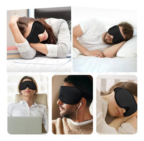Antifaz 3d Para Dormir Adjustable Respirable 5 Tapones Oidos