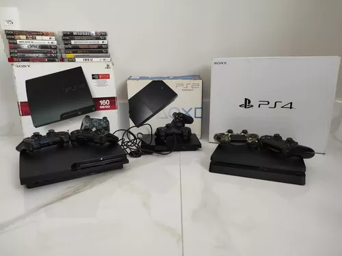 Ps2(slim)ps3(slim Com 14 Jogos De Cd) Ps4 (slim) Combo - Escorrega o Preço