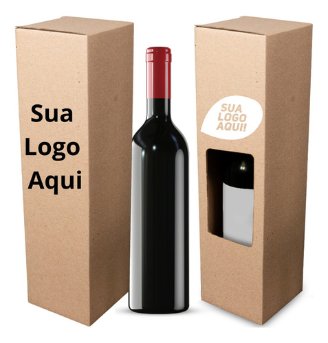 100 Caixa Garrafa Presente Vinho Cachaça Personalizada 1 Cor