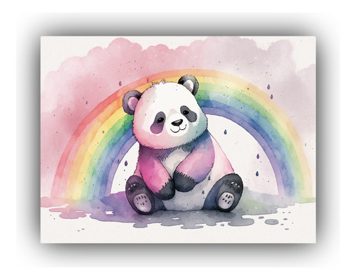 Cuadro Bastidor Madera Hermoso Panda Cute 75x50cm Animales
