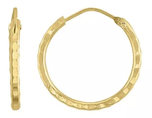 Arracadas Huggies Con Bisel Diamantado Oro 14 K + Obsequio